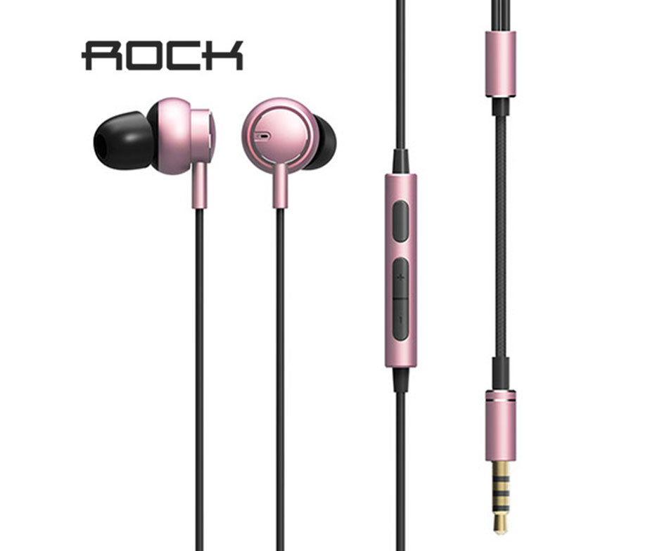 ROCK Mubow Ροζ / Χρυσά Ακουστικά Hands Free
