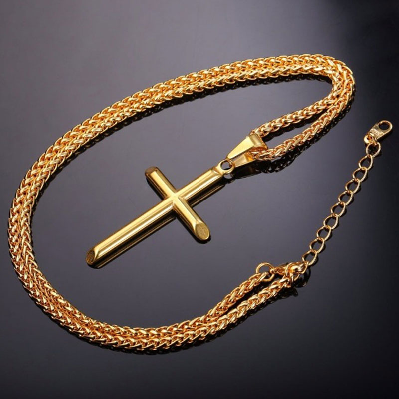 Chain Κολιέ με Pure Σταυρό U7 - Ανοξείδωτο Ατσάλι / Gold
