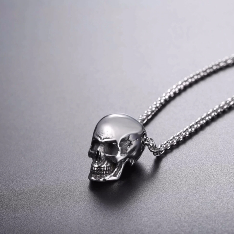 U7 Chain 3mm με Pendant Gothic Skull - Ανοξείδωτο Ατσάλι – 50CM