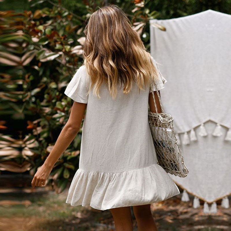 Φόρεμα Vintage White με Μανίκια (F0004)