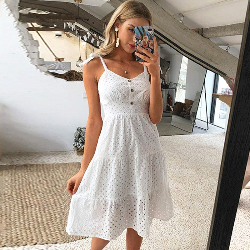 Φόρεμα Vintage White με Κεντήματα (F0009)
