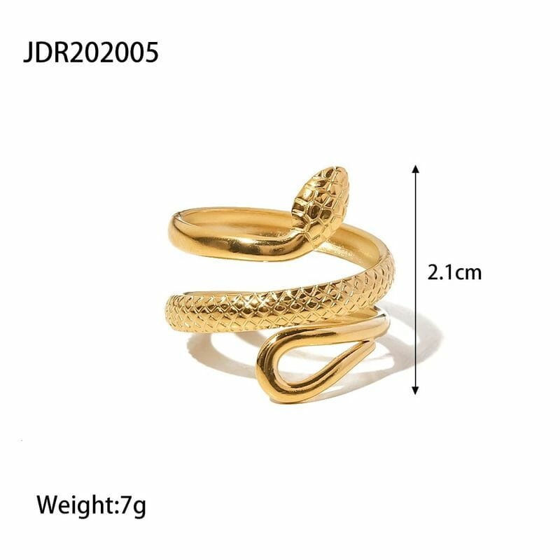 Ανοξείδωτο Δαχτυλίδι Χρυσό Classic Snake Αδιάβροχο Ρυθμιζόμενο (JDR202005)