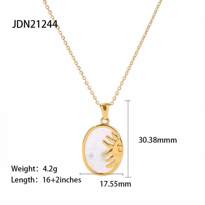Ανοξείδωτο Κολιέ Χρυσό Shell Sun Αδιάβροχο (JDN21244)