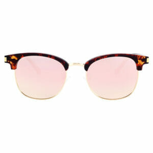 BARCUR - Γυαλιά Ηλίου Clubmaster Style Ταρταρούγα Σκελετό με Ροζ/Χρυσό Polarized Φακό (3017)