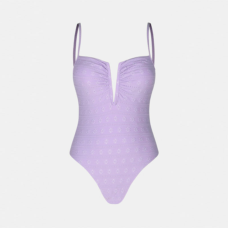 Μαγιό Ολόσωμο V-Neck Lavender με Ρυθμιζόμενες Τιράντες - Paradise Collection (E3E003VV)